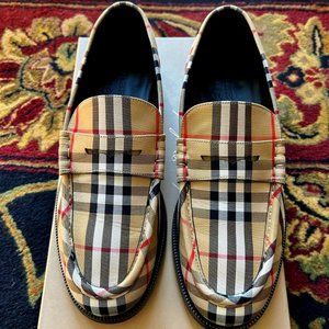 Burberry Men's Moore Signature Check Penny Loafer, EU 44, US Size 11